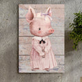 Simple Ribbon Dress Pig Canvas Wall Art by Tailored Canvases