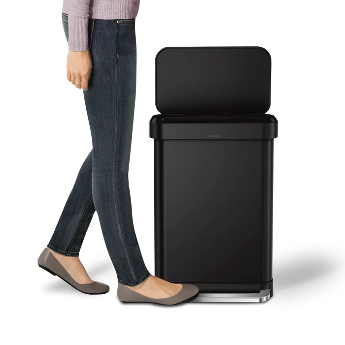 simplehuman 55-Liter Matte Black Indoor Kitchen Hinged Lid Trash Can by DailySale