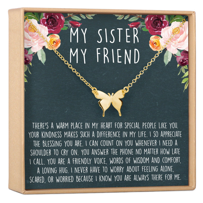 Sisters Butterfly Pendant Necklace by Dear Ava