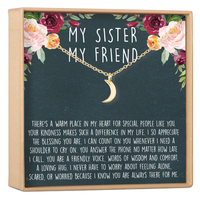 Sisters Crescent Moon Pendant Necklace by Dear Ava