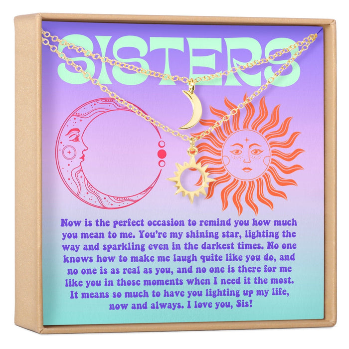 Sisters Sun and Moon Pendants Necklace Set by Dear Ava