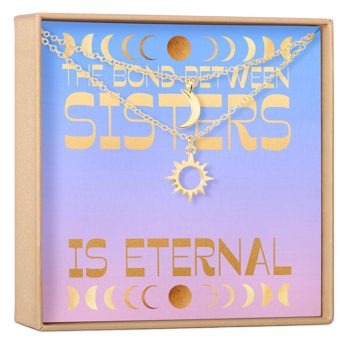 Sisters Sun and Moon Pendants Necklace Set by Dear Ava