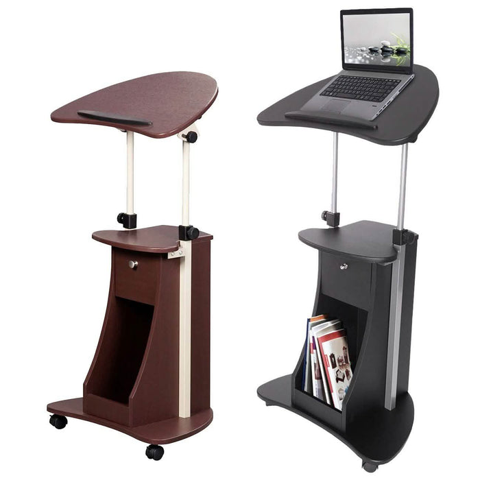 Sit-to-Stand Rolling Adjustable Laptop Cart with Storage by DailySale