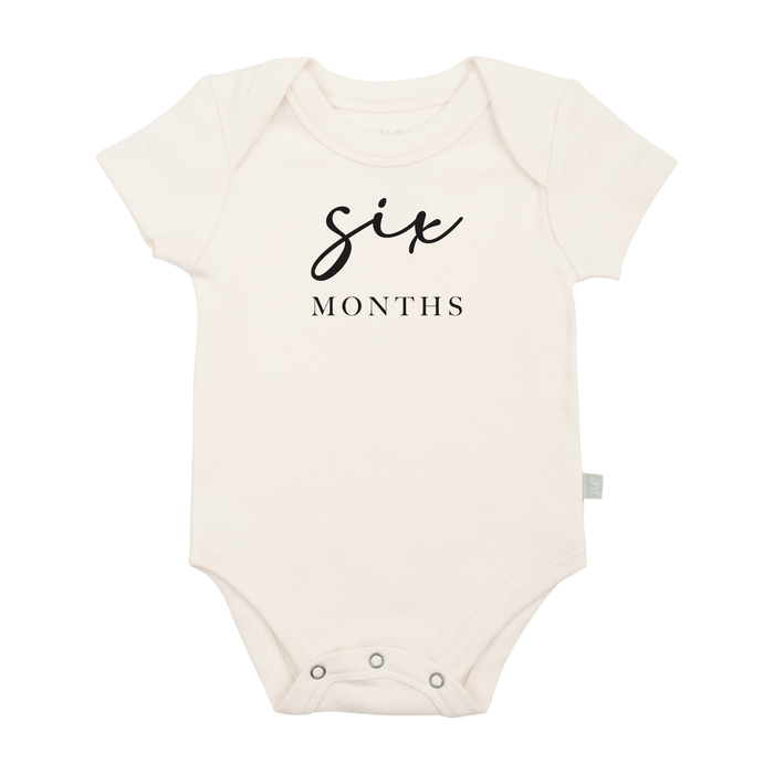 graphic bodysuit | six months milestone charcoal by Finn + Emma