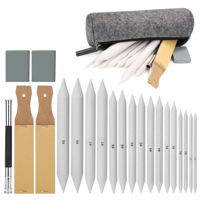 Sketch Drawing Tools Blending Stumps Set Sandpaper Pencil Sharpeners Erasers Bag by DailySale