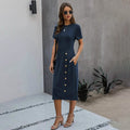 Slant Pocket Button Detail Dress by DailySale