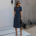 Slant Pocket Button Detail Dress by DailySale