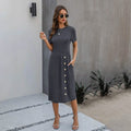 Slant Pocket Button Detail Dress by DailySale