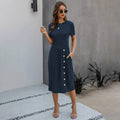 Slant Pocket Button Detail Dress by DailySale