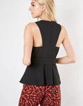 Sleeveless Belted Peplum Top by Boutique 23