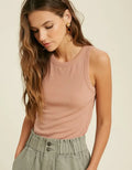 Sleeveless Fitted Rib Tank - Ginger by Boutique 23