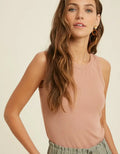 Sleeveless Fitted Rib Tank - Ginger by Boutique 23