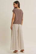 Slub Sweater Top In A Relaxed Fit: Mocha Mousse by Boutique 23