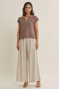Slub Sweater Top In A Relaxed Fit: Mocha Mousse by Boutique 23