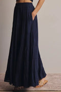 Smocked Crop Top & Tiered Maxi Skirt Set by Boutique 23
