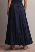 Smocked Crop Top & Tiered Maxi Skirt Set by Boutique 23