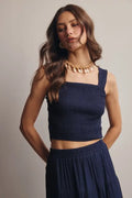 Smocked Crop Top & Tiered Maxi Skirt Set by Boutique 23