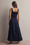 Smocked Crop Top & Tiered Maxi Skirt Set by Boutique 23