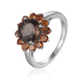 Smokey Quartz and Citrine Sunflower Ring by Fine Color Jewels