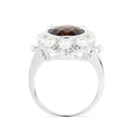 Smoky Quartz and Pearl Silver Halo Ring by Fine Color Jewels