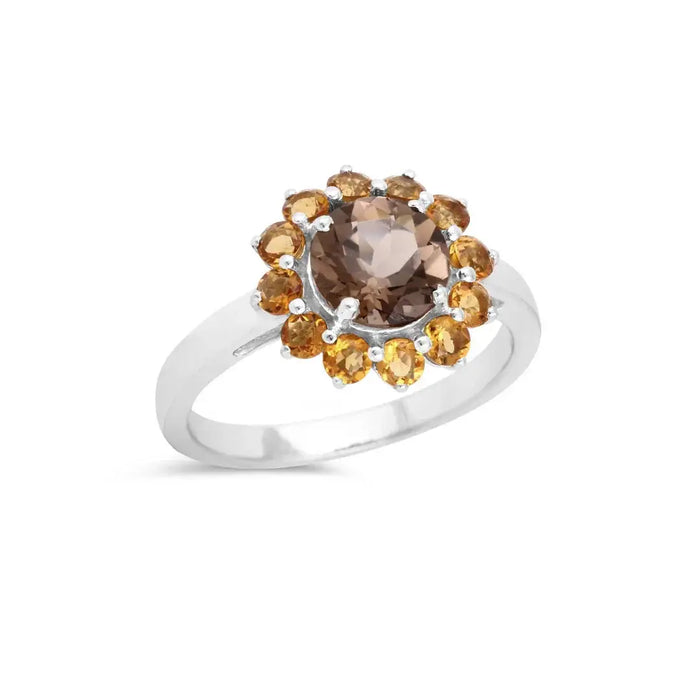 Smoky Quartz Sunflower Ring by Fine Color Jewels