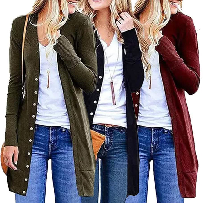 Snap Button Long Cardigan by DailySale