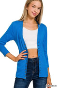 Snap Cardigan 3/4 Sleeve - Ocean Blue by Boutique 23