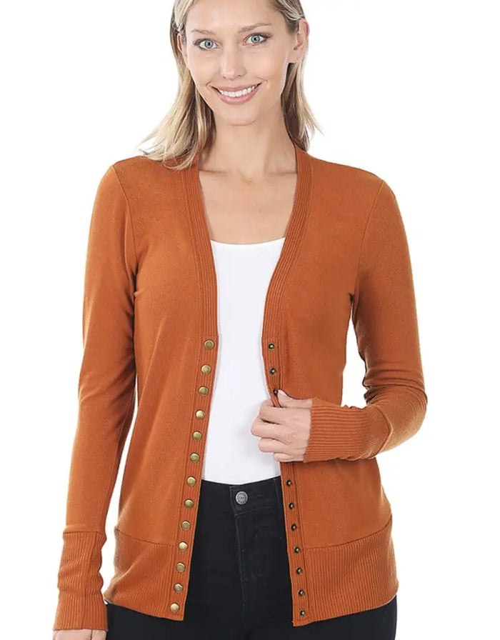 Snap Cardigan Full Sleeve - Almond by Boutique 23