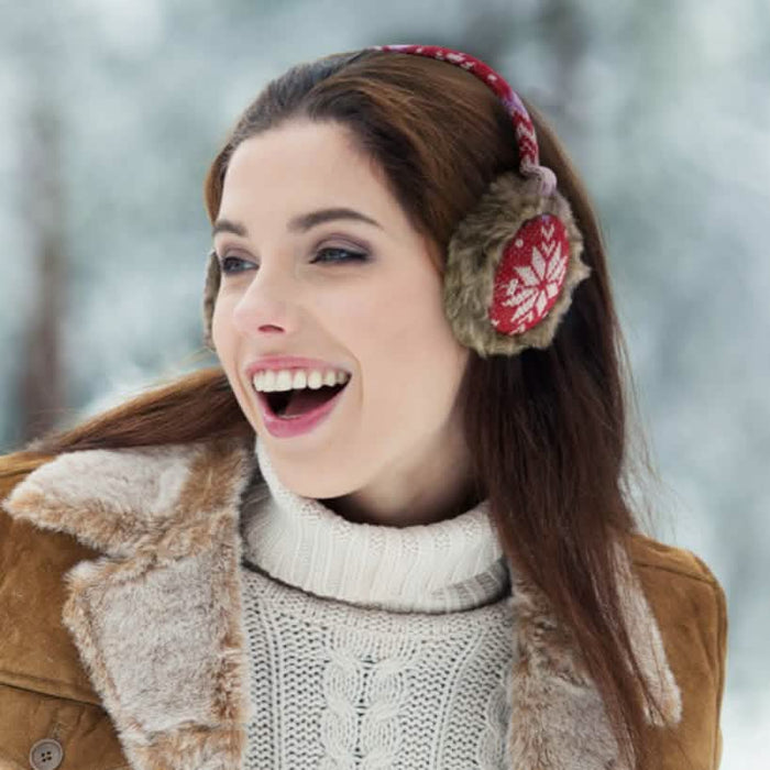 Snowflake Earmuffs with Fur Trim by DailySale