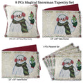 DaDa Bedding Set of 8 Pieces Magical Snowman Holiday Table Tapestry - 4 Placemats, 2 Table Runners, 2 Throw Pillow Covers (9733) by DaDalogy Bedding Collection