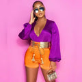 So Crazy In Love Purple and Orange Romper by Fasheabe