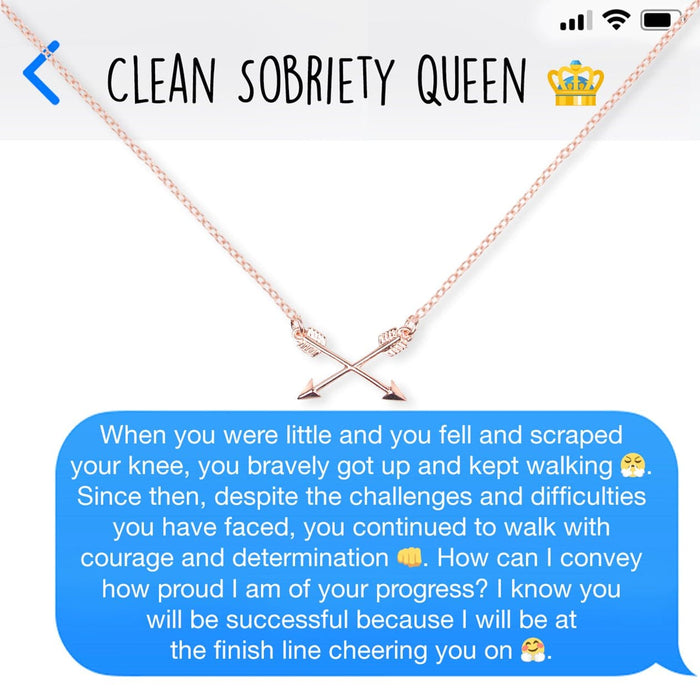Sobriety Celebration Double Intersecting Arrows Necklace by Dear Ava