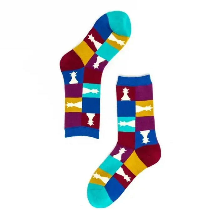 Sock Candy '90s Colorblock Chess Crew Sock by Swell-O-Phonic