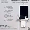 Socket Shelf 8 Port Surge Protector Wall Outlet, 6 Electrical Outlet Extenders, 2 USB Charging Ports by DailySale