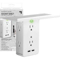 Socket Shelf 8 Port Surge Protector Wall Outlet, 6 Electrical Outlet Extenders, 2 USB Charging Ports by DailySale
