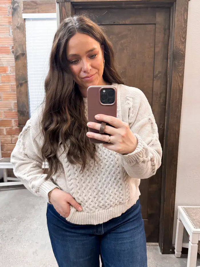 Soft Classic Knit Pattern Sweater by Boutique 23