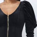 Soft Velvet Pleated Puff Sleeve Mini Dress by DailySale