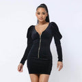 Soft Velvet Pleated Puff Sleeve Mini Dress by DailySale