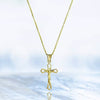 Solid 10K Yellow Gold Diamond Cut Cross Necklace