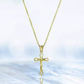 Solid 10K Yellow Gold Diamond Cut Cross Necklace by DailySale