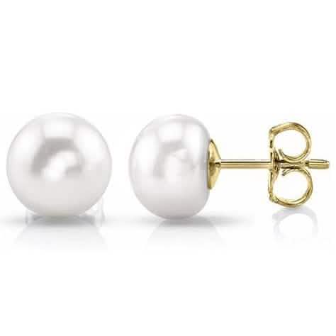Solid 14k Yellow Gold 6MM Freshwater Pearl Studs by DailySale