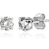 Solid 925 Sterling Silver Round  Cut  Crystal Small Studs