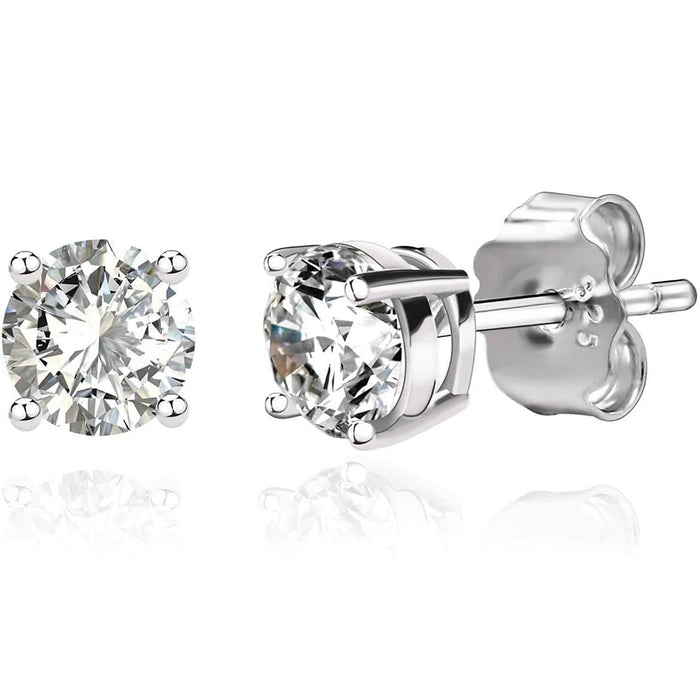 Solid 925 Sterling Silver Round Cut Crystal Small Studs by DailySale