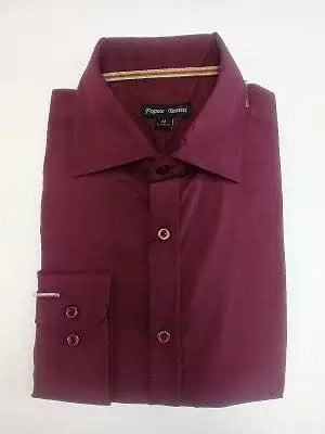 Solid Burgundy Men's Long Sleeves Dress Shirt by Boutique 23