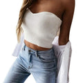 Solid Color Off Shoulder Sleeveless Cropped Top by DailySale
