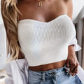 Solid Color Off Shoulder Sleeveless Cropped Top by DailySale