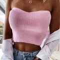 Solid Color Off Shoulder Sleeveless Cropped Top by DailySale