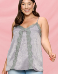 Solid Satin Sleeveless Cami Woven Tank by Boutique 23