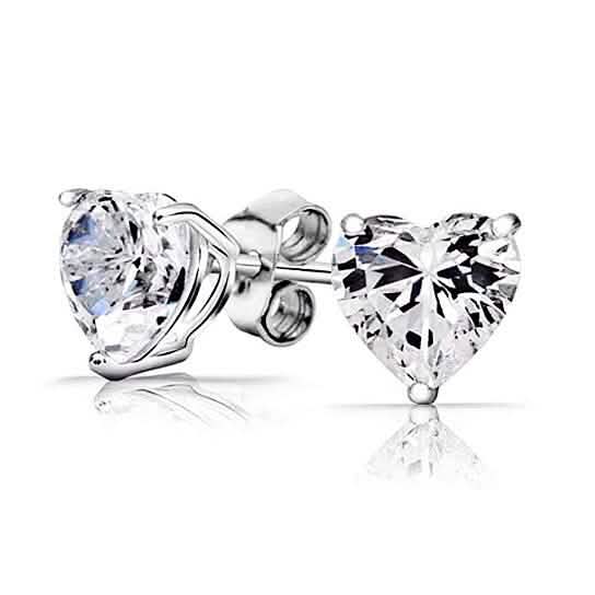 Solid Sterling Silver 2.00 CTTW Heart Studs by DailySale