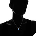 Solid Sterling Silver Blue Opal Heart Halo Necklace With Gift Box By MUIBLU Gems by DailySale